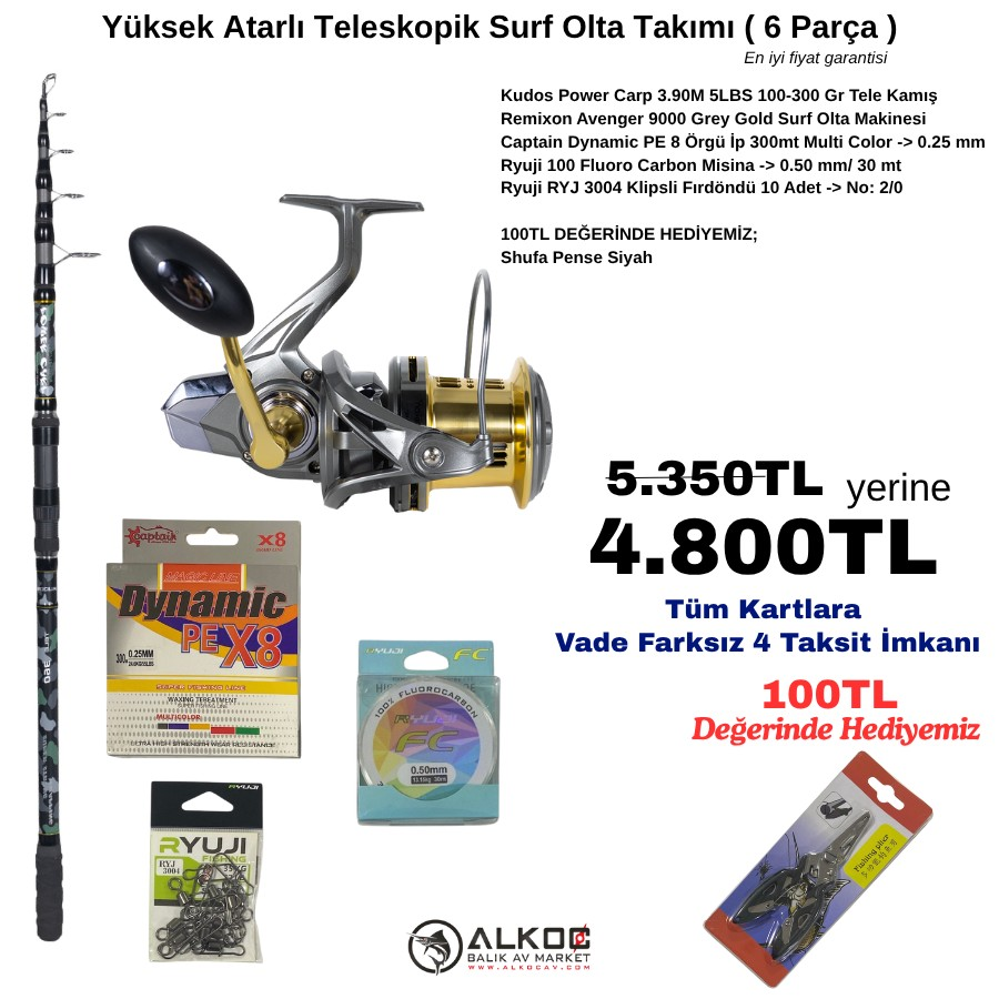 Yüksek Atarlı Teleskopik Surf Olta Takımı ( 6 Parça )