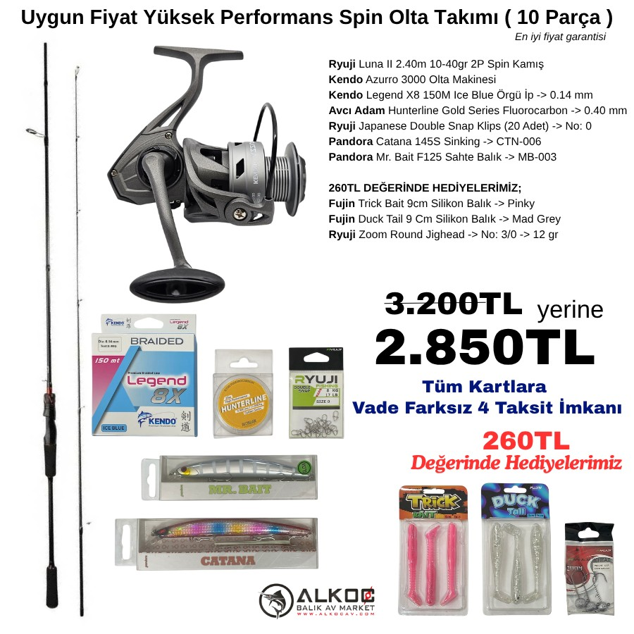 Uygun Fiyat Yüksek Performans Spin Olta Takımı ( 10 Parça )