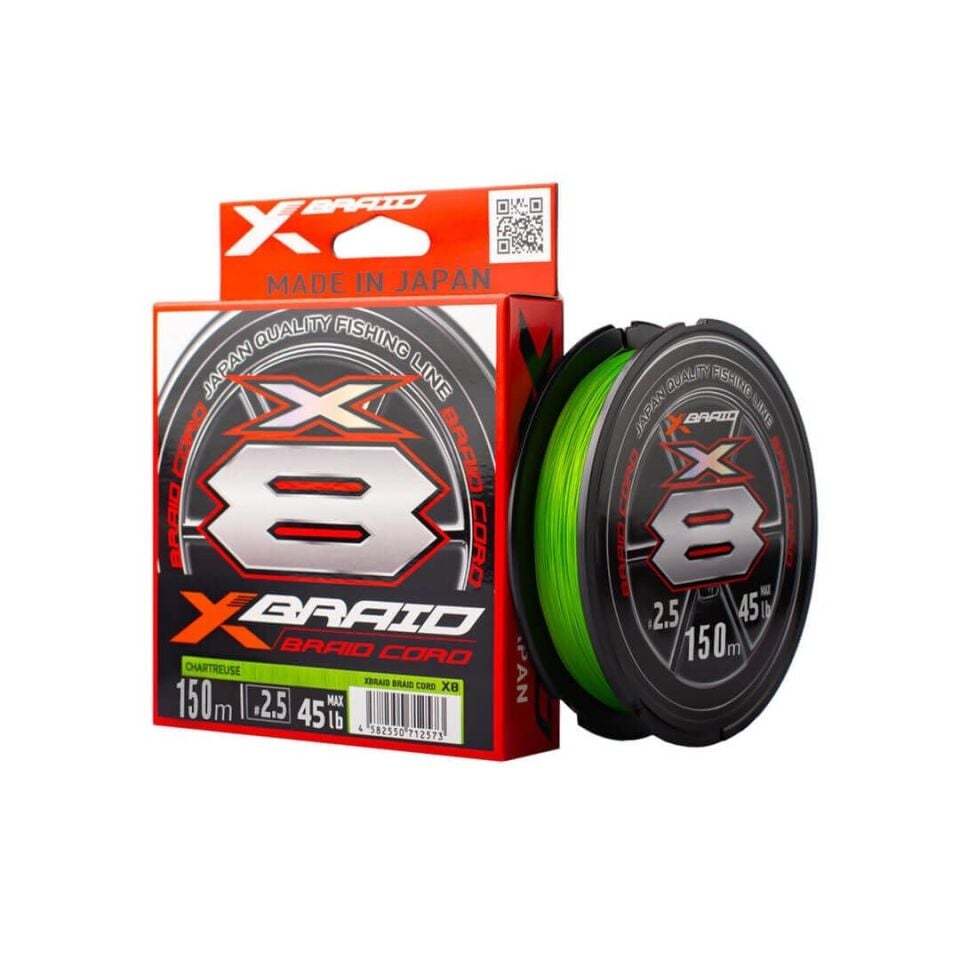 YGK X-Braid Braid Cord 8x 150m Fluo Green (Chartreuse) İp Misina