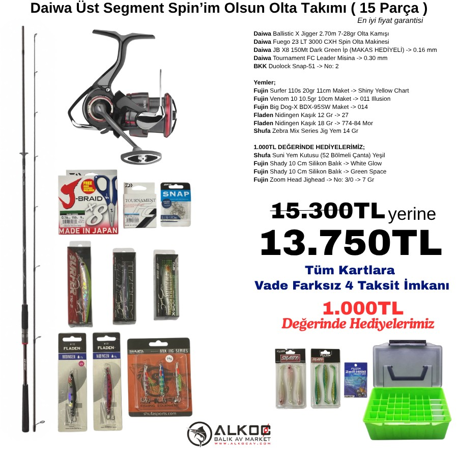 Daiwa Üst Segment Spin’im Olsun Olta Takımı ( 15 Parça )