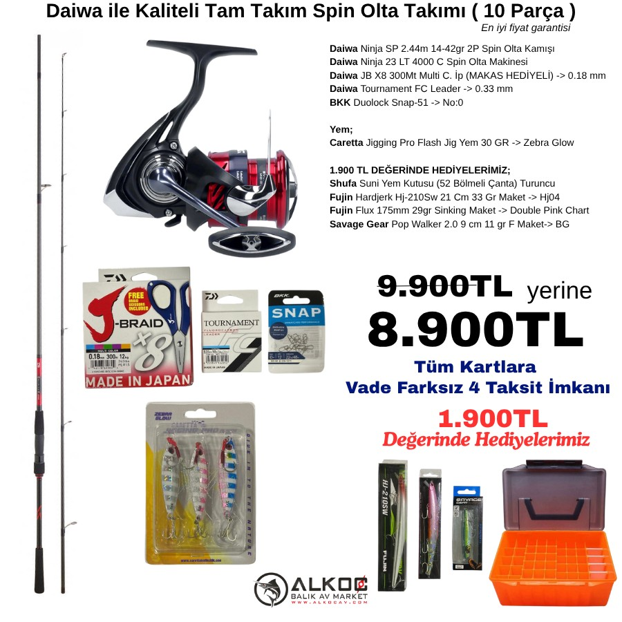 Daiwa ile Kaliteli Tam Takım Spin Olta Takımı ( 10 Parça )