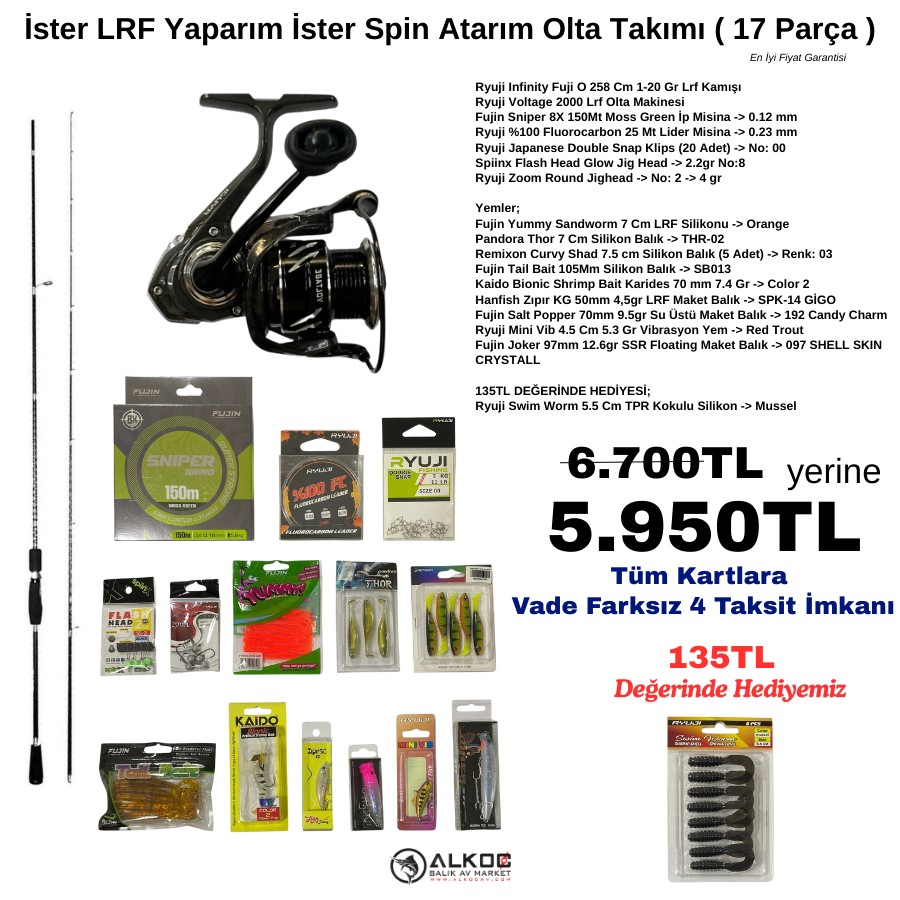 İster LRF Yaparım İster Spin Atarım Olta Takımı ( 17 Parça )