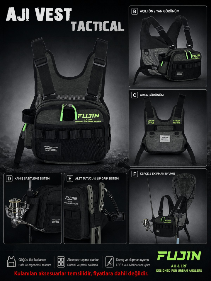 Fujin Tactical Vest Khaki Balıkçı Çantası