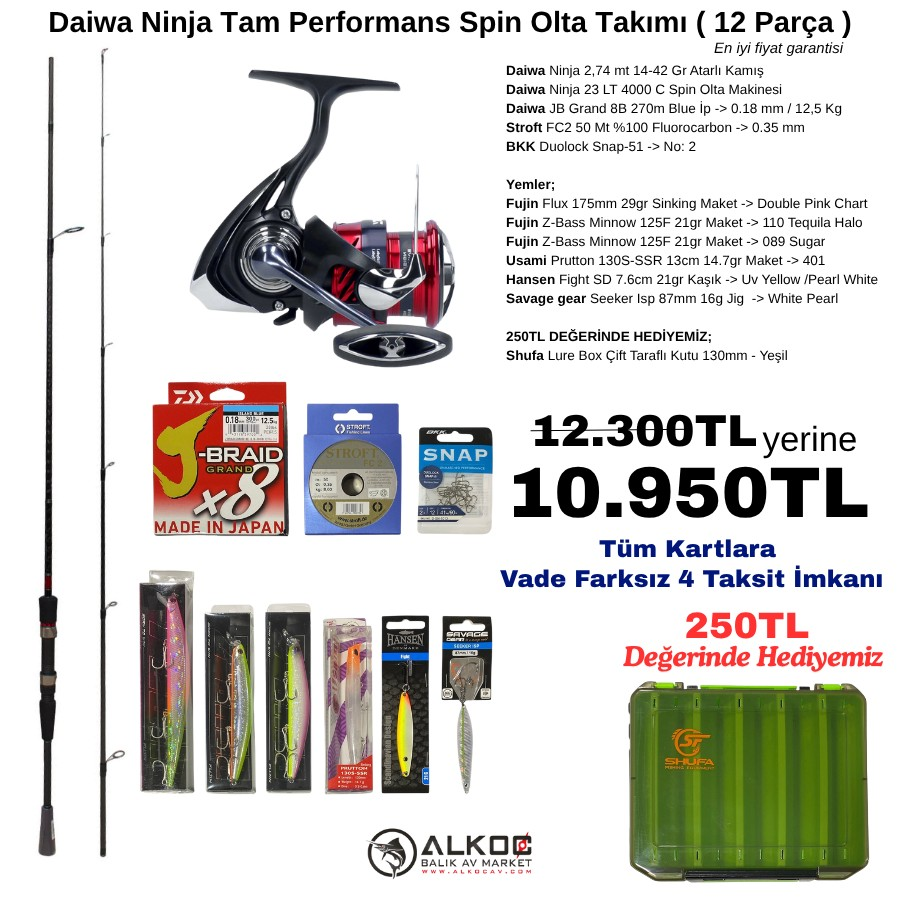Daiwa Ninja Tam Performans Spin Olta Takımı ( 12 Parça )