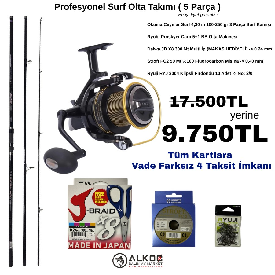 Profesyonel Surf Olta Takımı ( 5 Parça )
