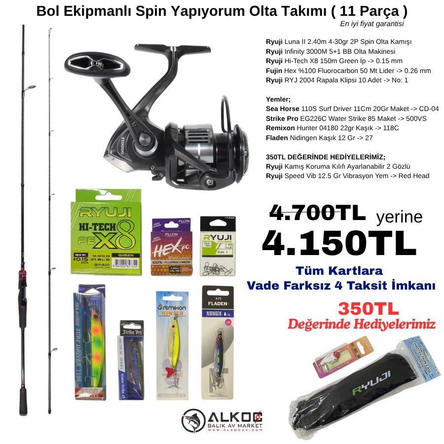 Bol Ekipmanlı Spin Yapıyorum Olta Takımı ( 11 Parça )