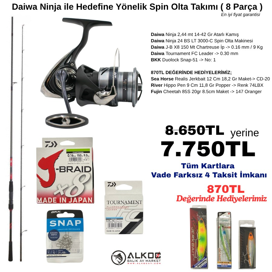 Daiwa Ninja ile Hedefine Yönelik Spin Olta Takımı ( 8 Parça )