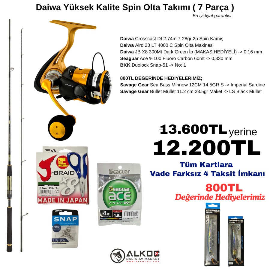 Daiwa Yüksek Kalite Spin Olta Takımı ( 7 Parça )