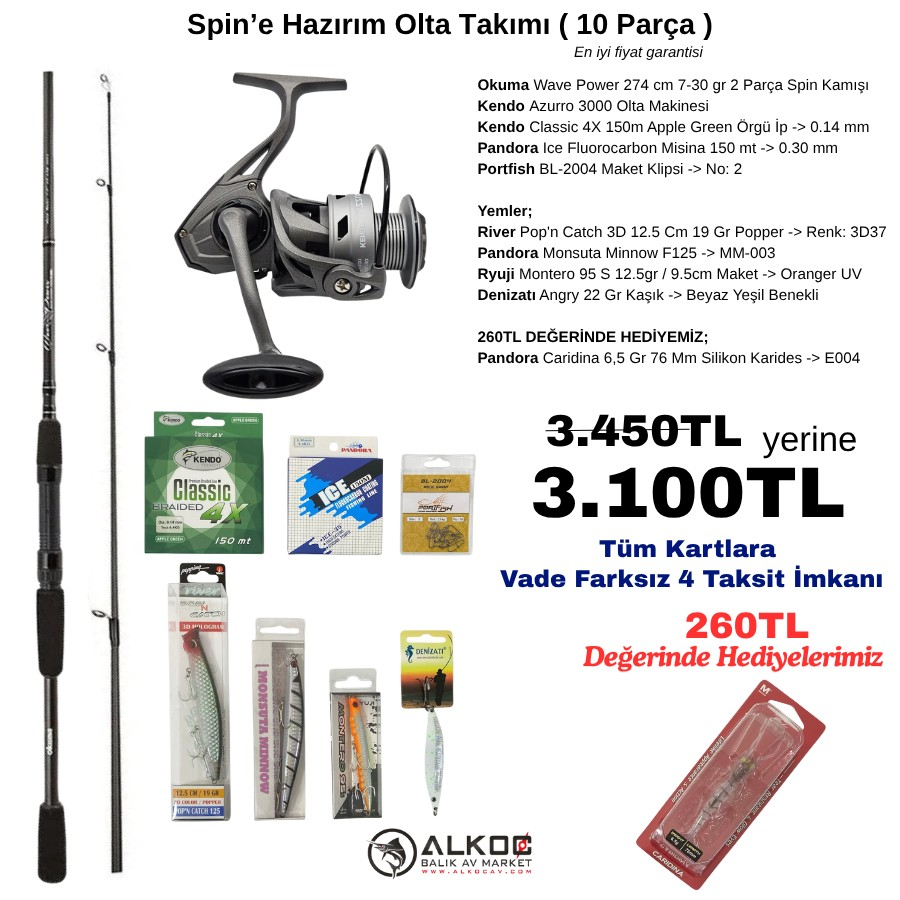Spin’e Hazırım Olta Takımı ( 10 Parça )