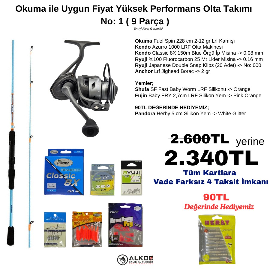 Okuma ile Uygun Fiyat Yüksek Performans Olta Takımı No:1 ( 9 Parça )