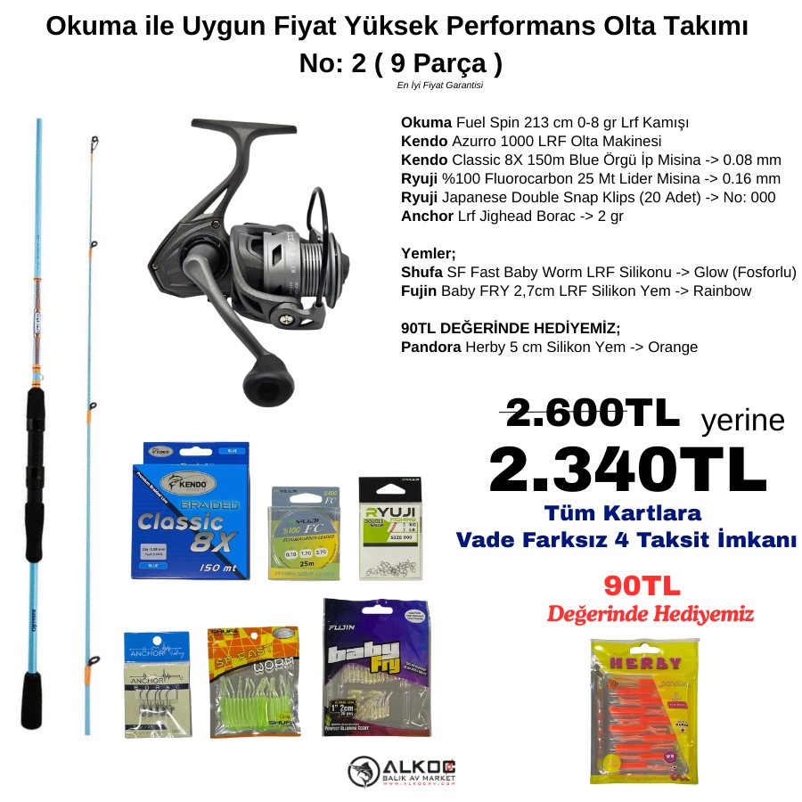 Okuma ile Uygun Fiyat Yüksek Performans Olta Takımı No:2 ( 9 Parça )