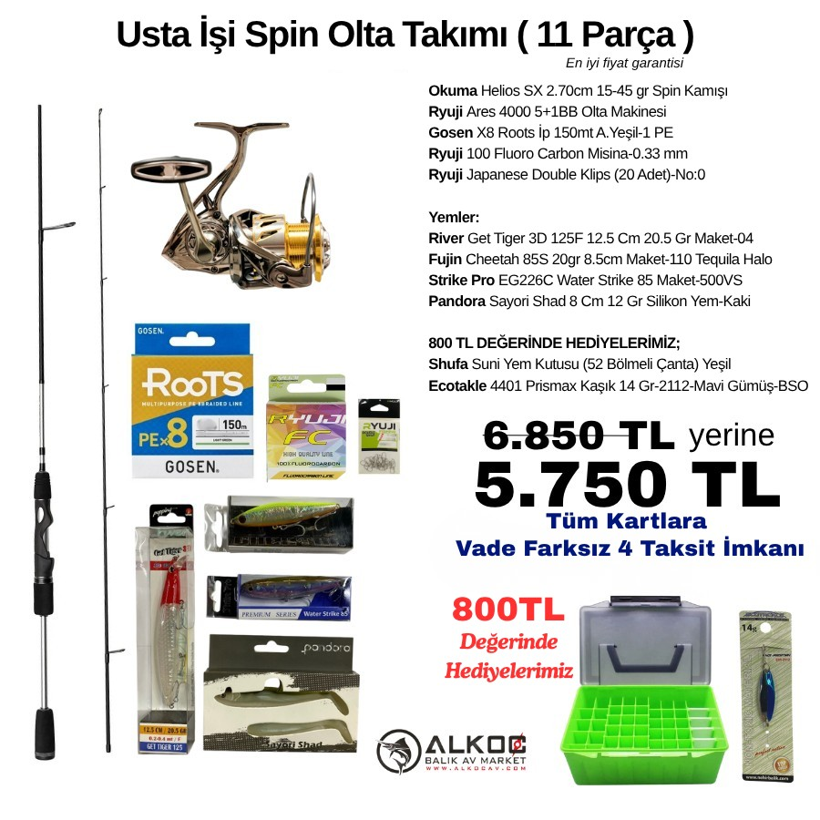 Usta İşi Spin Olta Takımı ( 11 Parça )