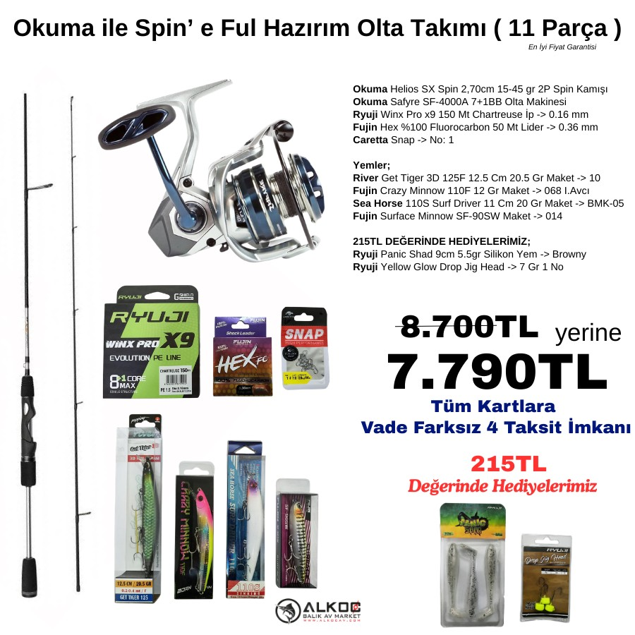Okuma ile Spin’ e Ful Hazırım Olta Takımı ( 11 Parça )