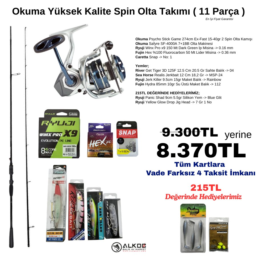 Okuma Yüksek Kalite Spin Olta Takımı ( 11 Parça )