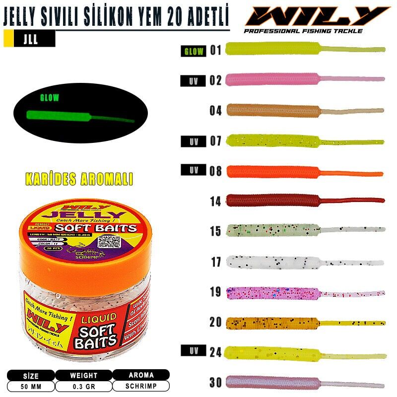 Wily Jelly Sıvılı Silikon 50 mm 20 Adetli