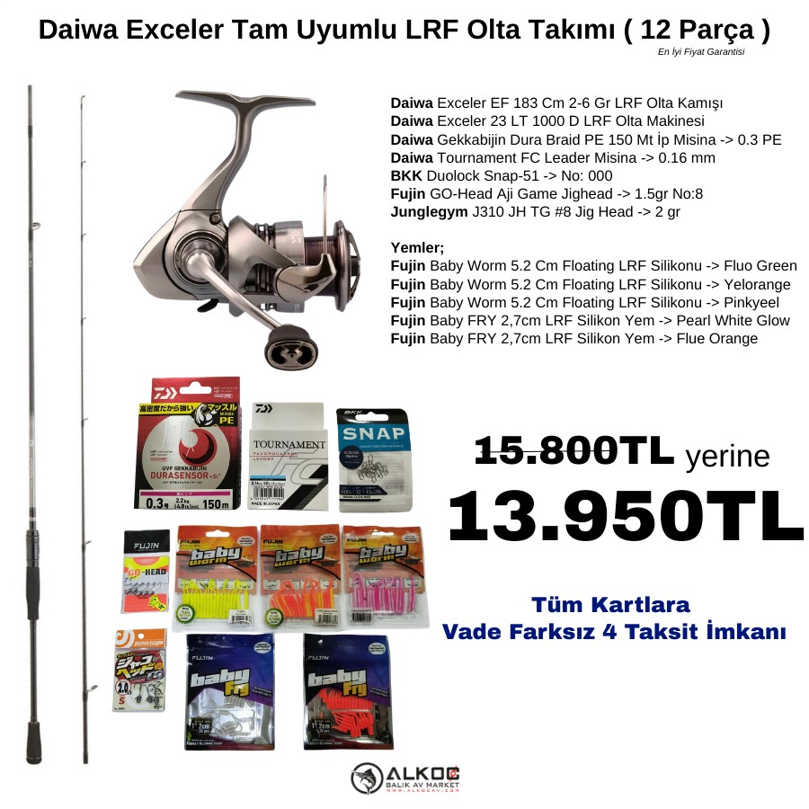 Daiwa Exceler Tam Uyumlu LRF Olta Takımı ( 12 Parça )