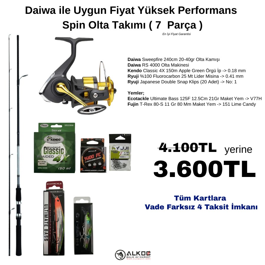 Daiwa ile Uygun Fiyat Yüksek Performans Spin Olta Takımı ( 7 Parça )
