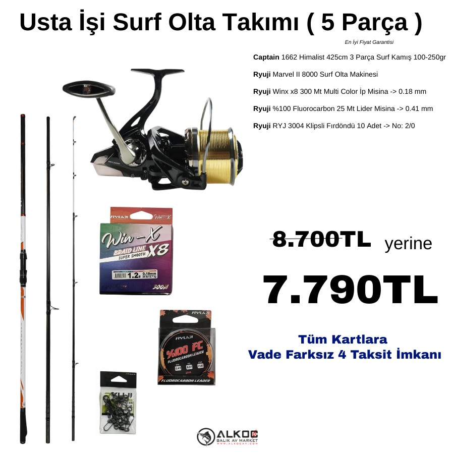 Usta İşi Surf Olta Takımı ( 5 Parça )