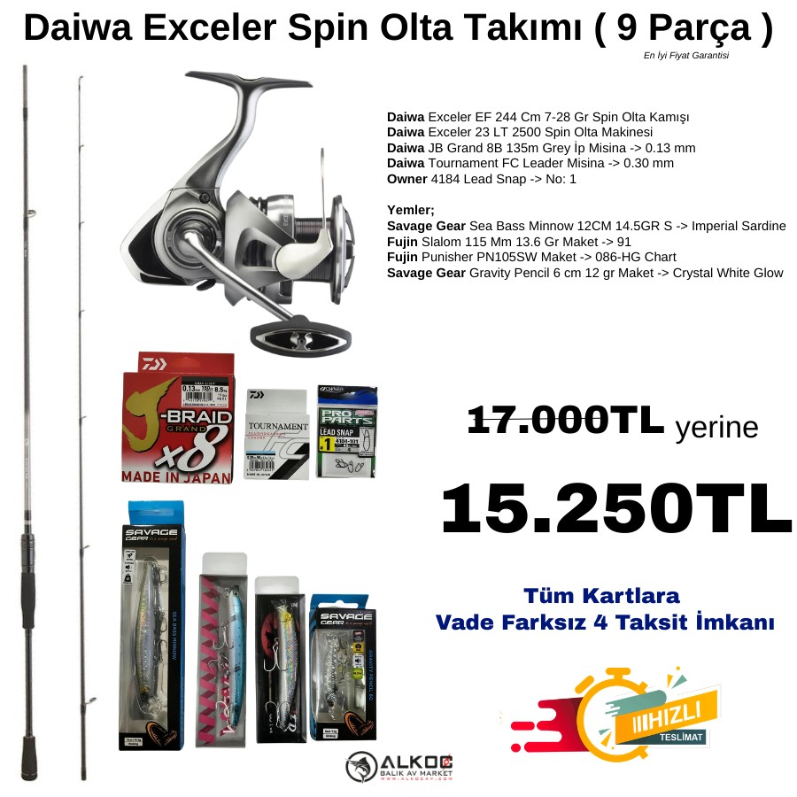 Daiwa Exceler Spin Olta Takımı ( 9 Parça )