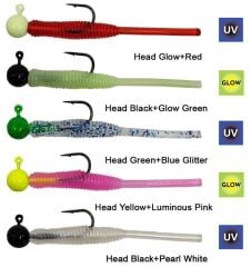 Kendo Hook Worm Jighead+Lrf Silikonu 1 GR+4.5 CM 5 Adet