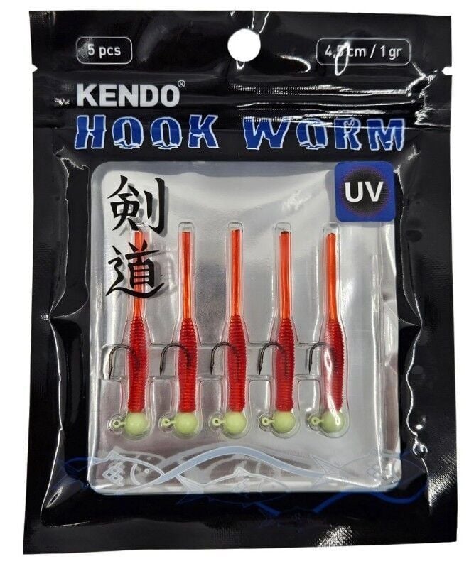 Kendo Hook Worm Jighead+Lrf Silikonu 1 GR+4.5 CM 5 Adet