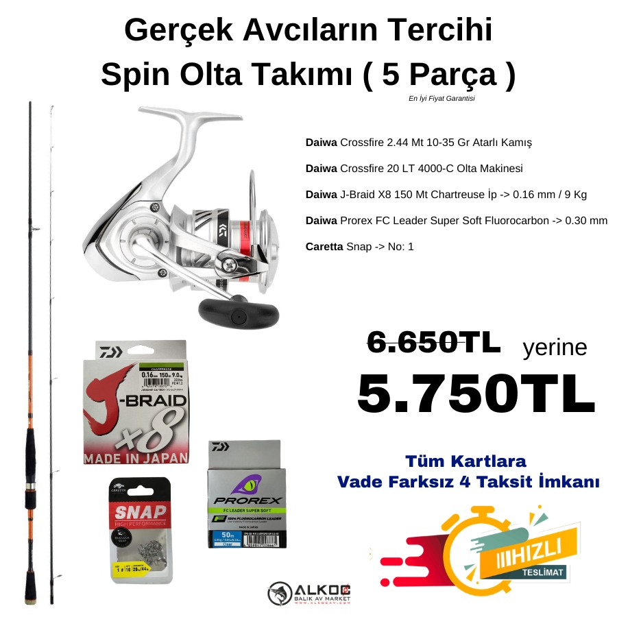 Gerçek Avcıların Tercihi Spin Olta Takımı ( 5 Parça )