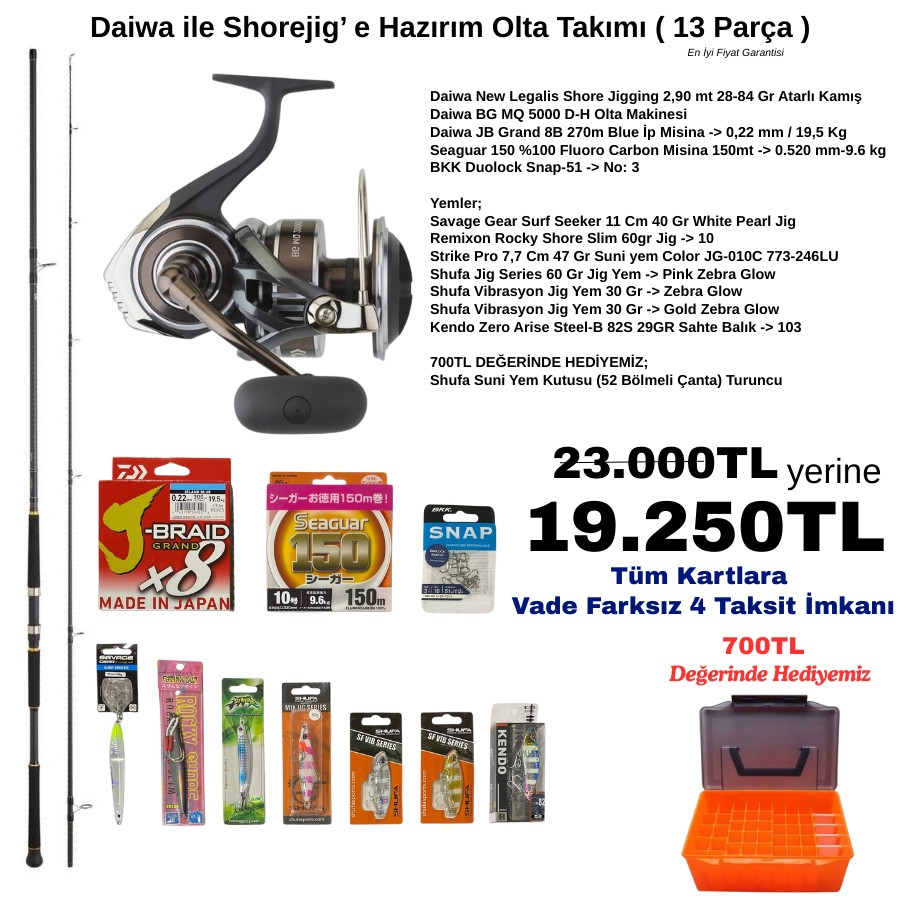 Daiwa ile Shorejig’ e Hazırım Olta Takımı ( 13 Parça )