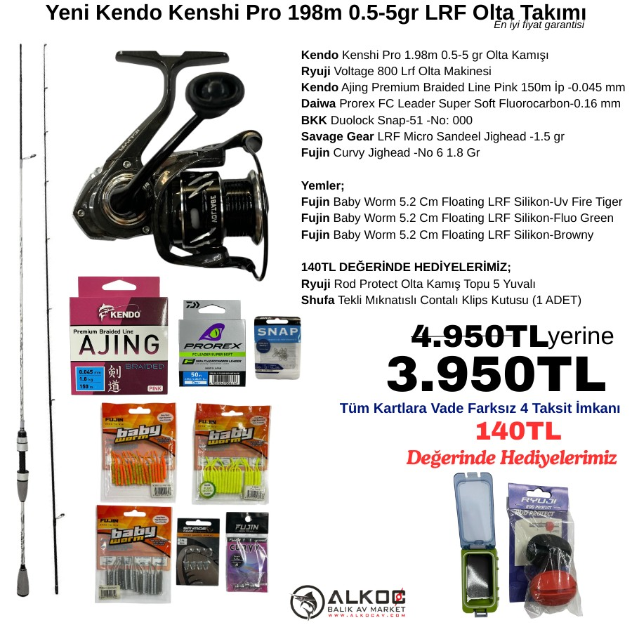 Yeni Kendo Kenshi Pro 198m 0.5-5gr LRF Olta Takımı