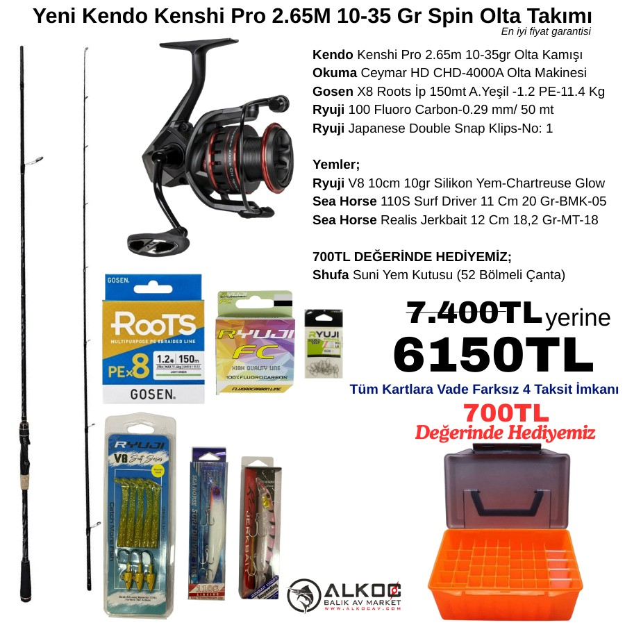 Yeni Kendo Kenshi Pro 2.65M 10-35 Gr Spin Olta Takımı