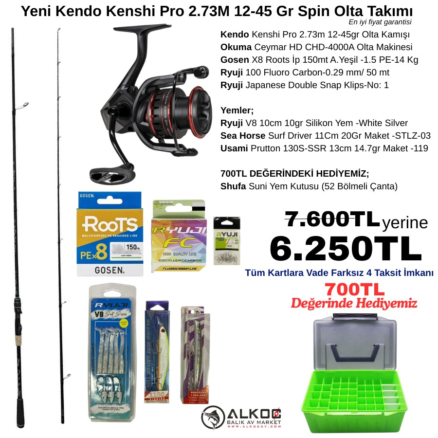Yeni Kendo Kenshi Pro 2.73M 12-45 Gr Spin Olta Takımı