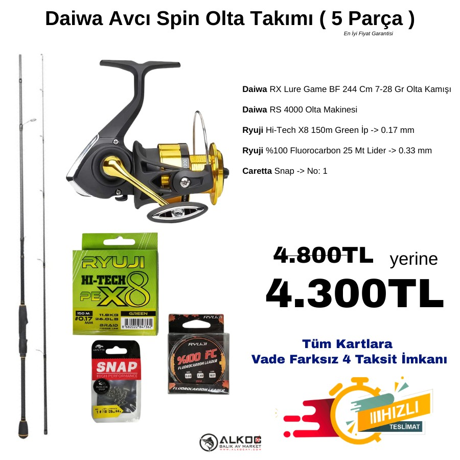 Daiwa Avcı Spin Olta Takımı ( 5 Parça )