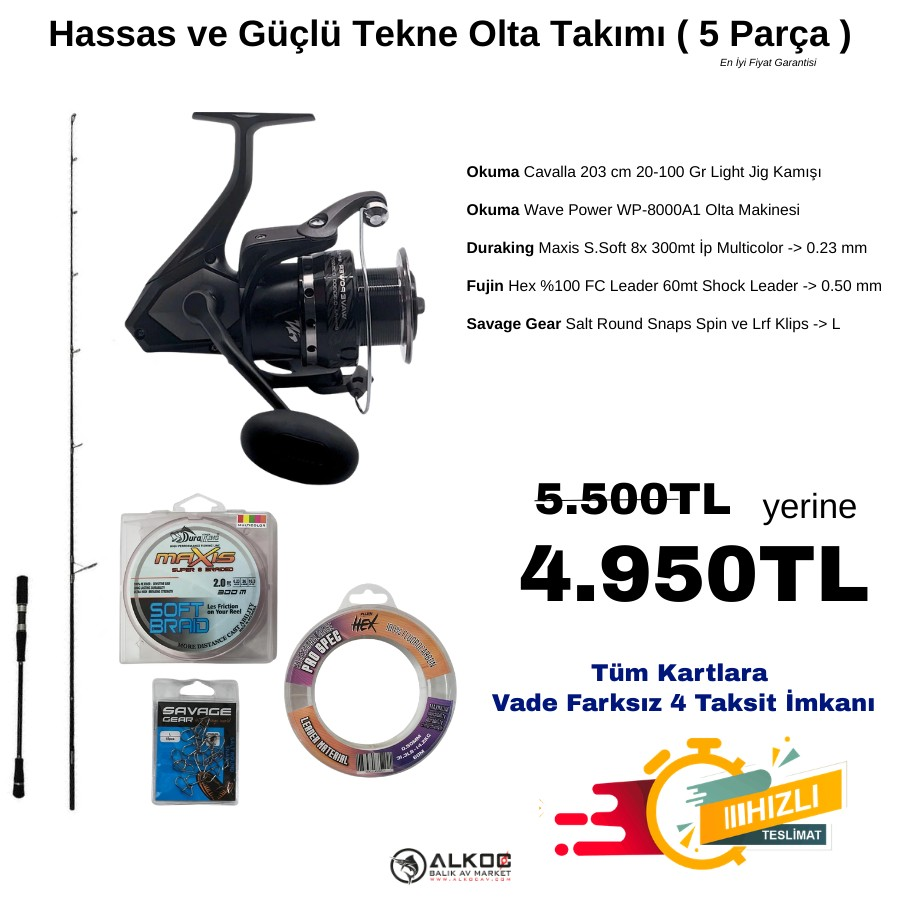 Hassas ve Güçlü Tekne Olta Takımı ( 5 Parça )