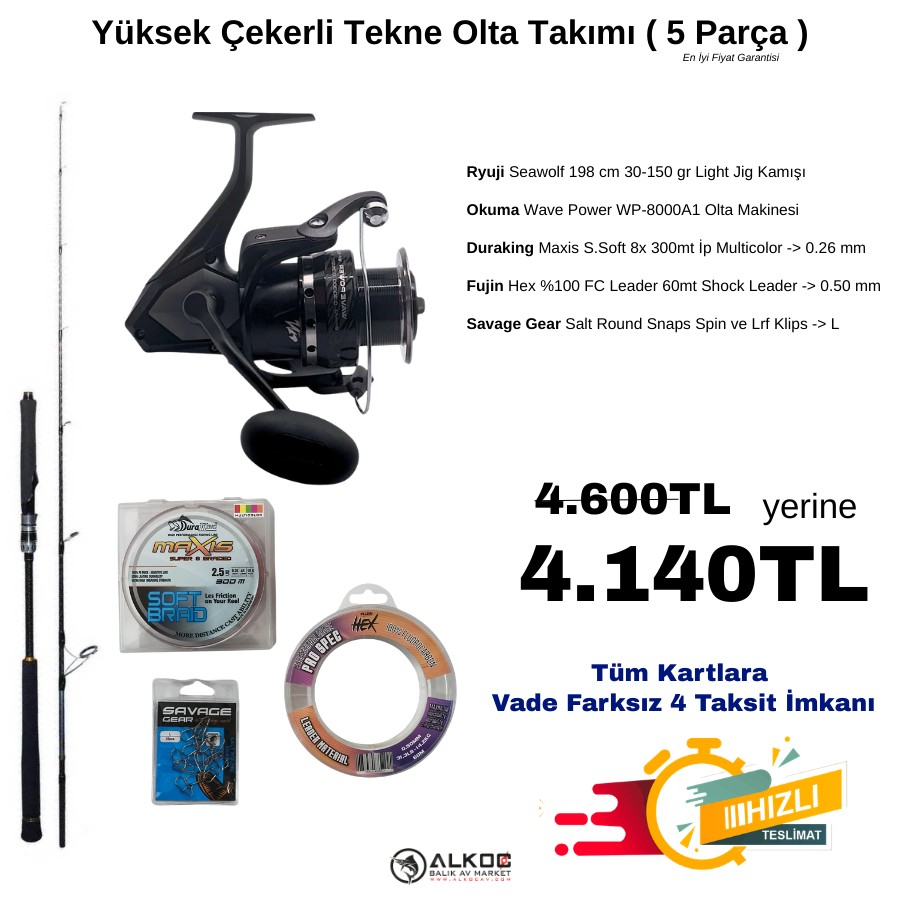 Yüksek Çekerli Tekne Olta Takımı ( 5 Parça )