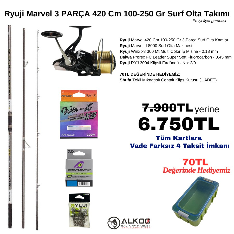 Ryuji Marvel 3 PARÇA 420 Cm 100-250 Gr Surf Olta Takımı