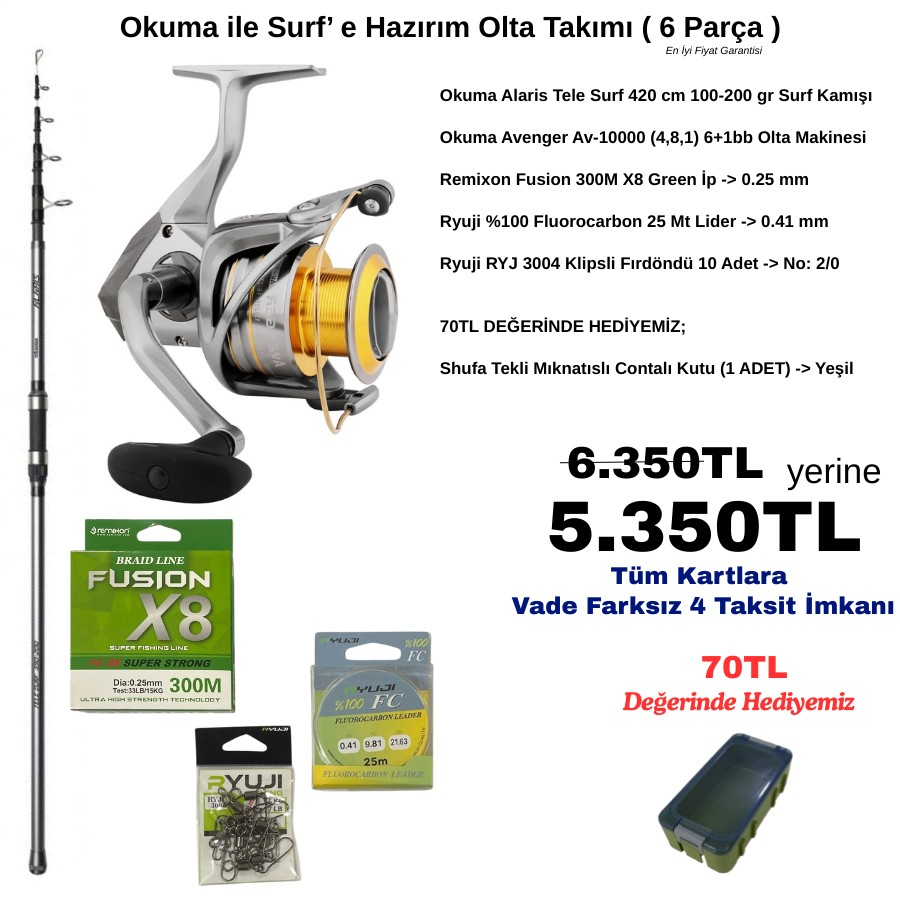 Okuma ile Surf’ e Hazırım Olta Takımı ( 6 Parça )