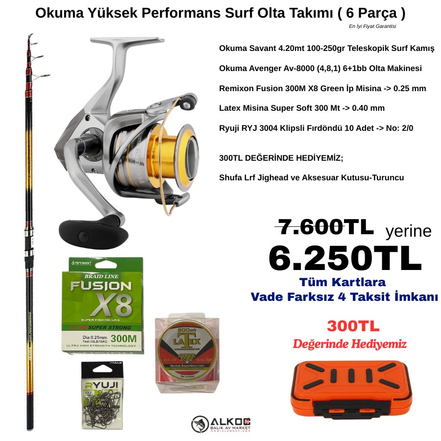 Okuma Yüksek Performans Surf Olta Takımı ( 6 Parça )