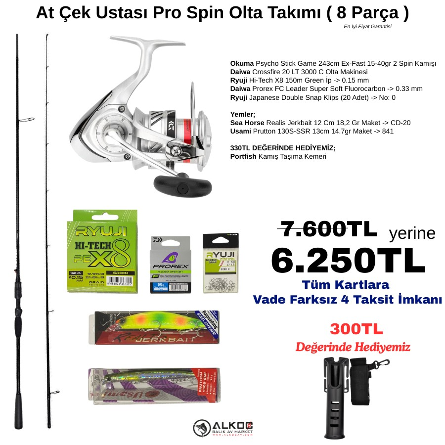 At Çek Ustası Pro Spin Olta Takımı ( 8 Parça )