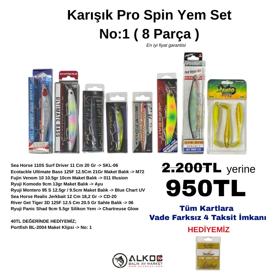 Karışık Pro Spin Yem Set No:1 ( 8 Parça )