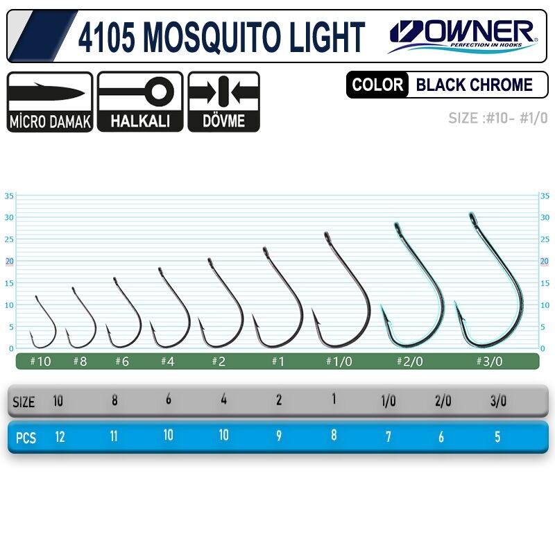 Owner 4105 Musquito Light Black Chrome İğne