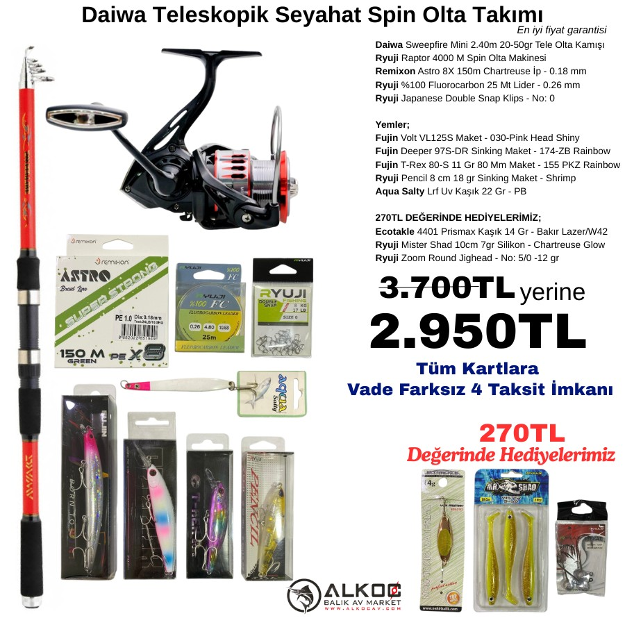 Daiwa Teleskopik Seyahat Spin Olta Takımı