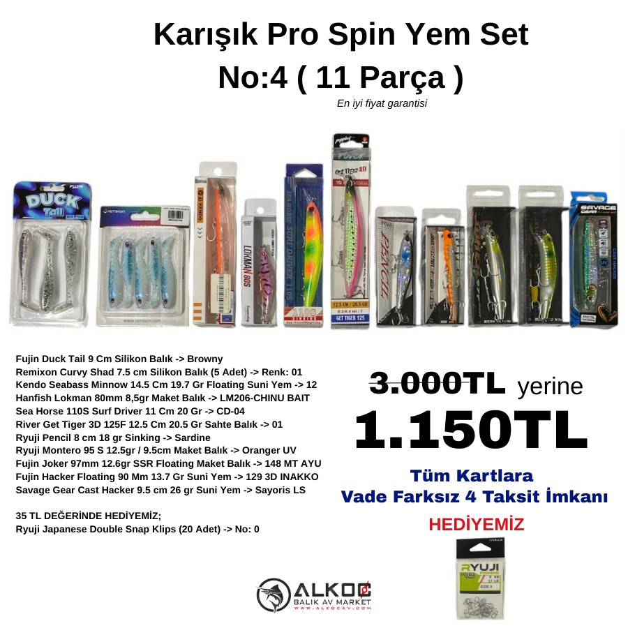 Karışık Pro Spin Yem Set No:4 ( 11 Parça )