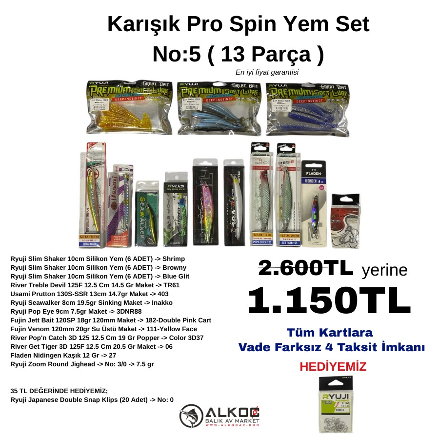Karışık Pro Spin Yem Set No:5 ( 13 Parça )