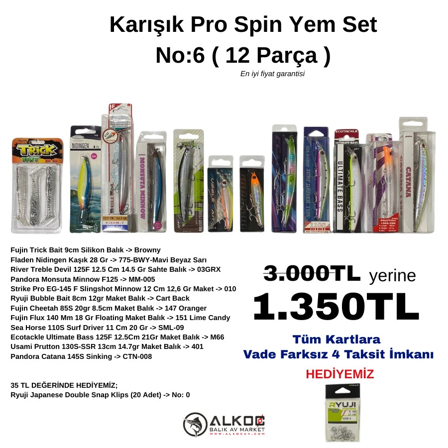 Karışık Pro Spin Yem Set No:6 ( 12 Parça )