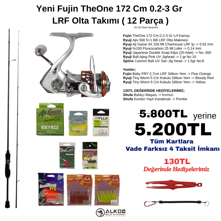 Yeni Fujin TheOne 172 Cm 0.2-3 Gr  LRF Olta Takımı ( 12 Parça )
