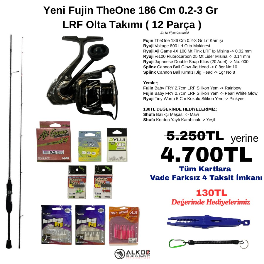 Yeni Fujin TheOne 186 Cm 0.2-3 Gr 
LRF Olta Takımı ( 12 Parça )