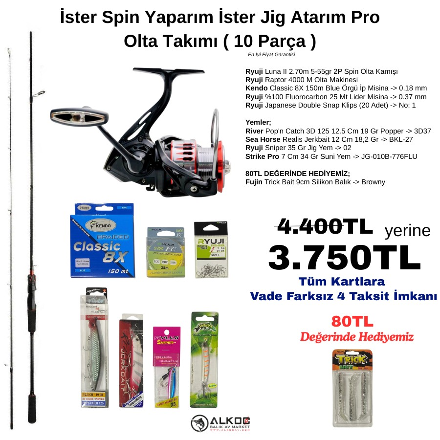 İster Spin Yaparım İster Jig Atarım Pro
 Olta Takımı ( 10 Parça )