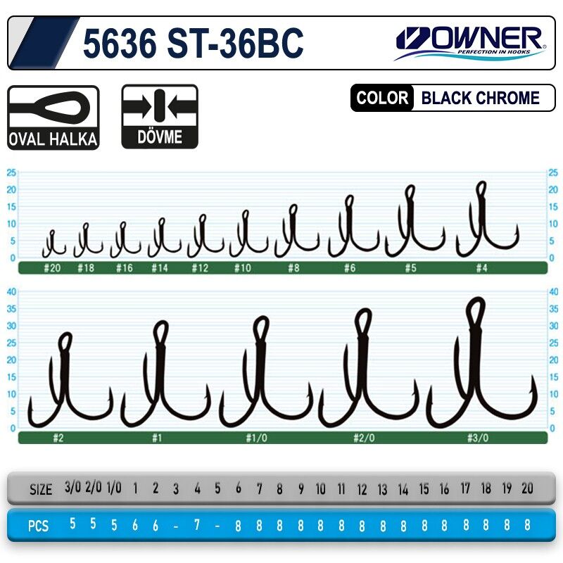 Owner 5626 St-26BC L Üçlü İğne Black Nikel