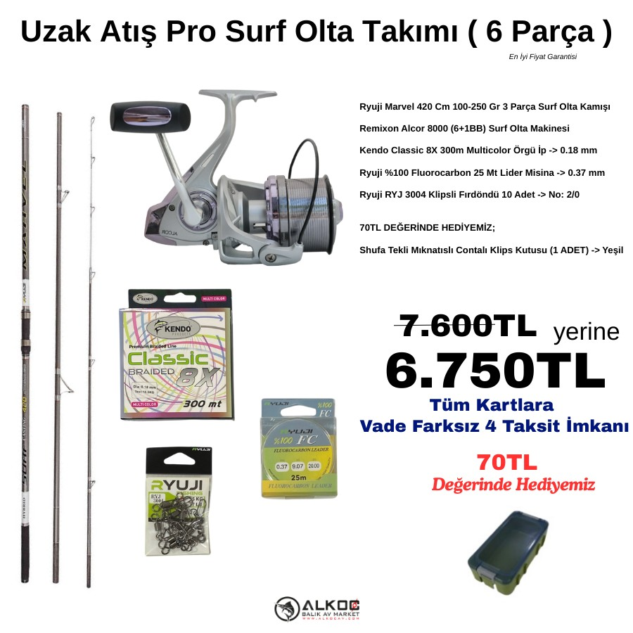Uzak Atış Pro Surf Olta Takımı ( 6 Parça )