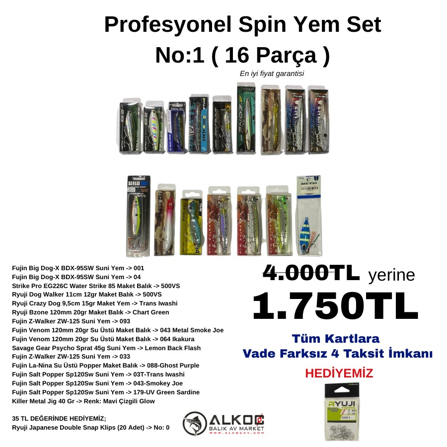 Profesyonel Spin Yem Set No:1 ( 16 Parça )