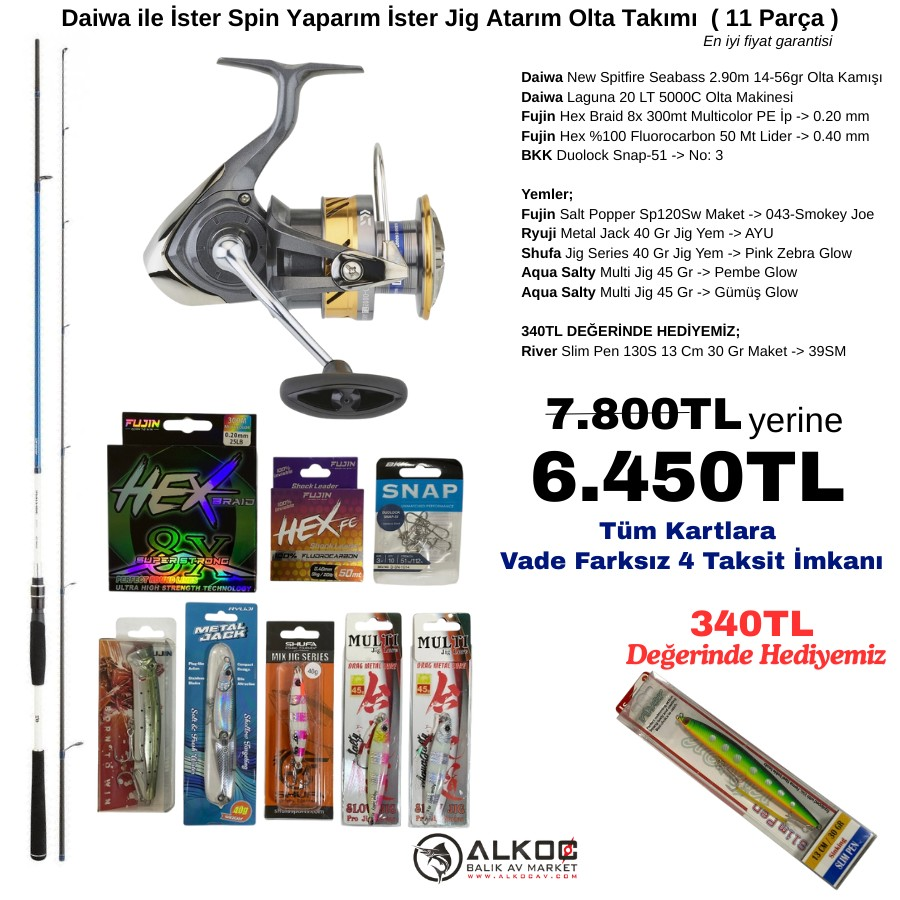 Daiwa ile İster Spin Yaparım İster Jig Atarım Olta Takımı  ( 11 Parça )